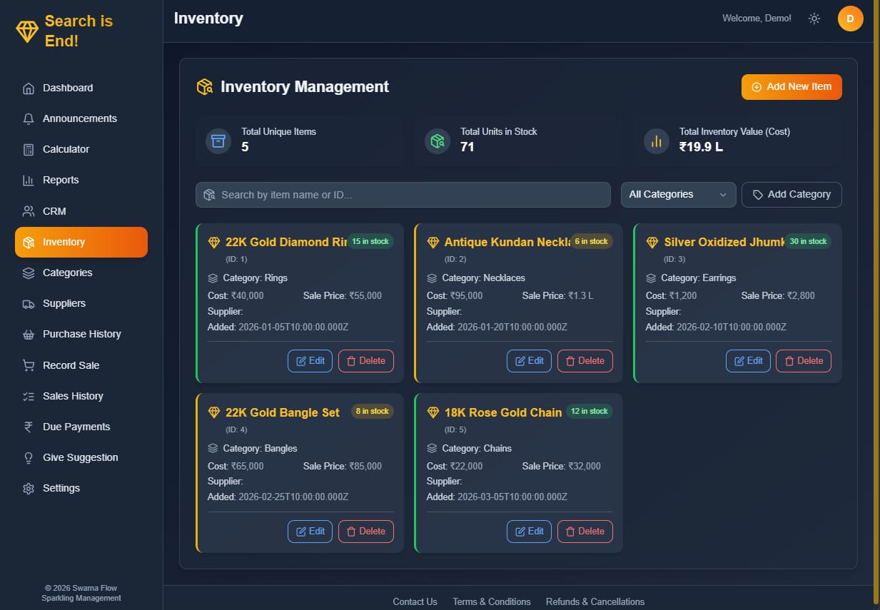 Swarna Flow — Jewellery Management Software